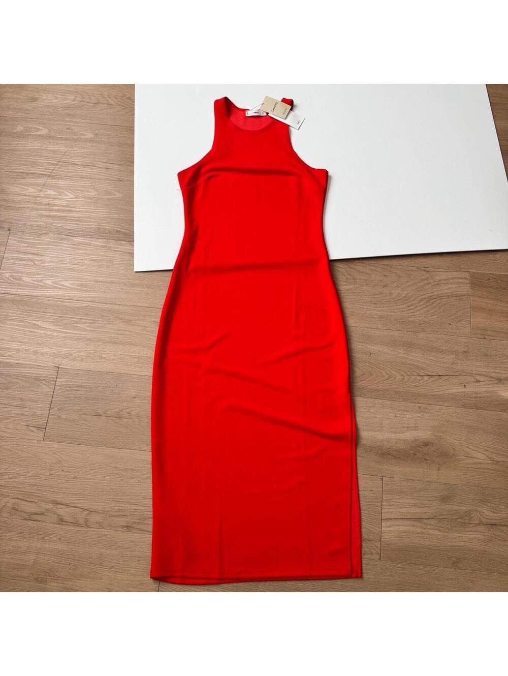 Mango Dress Orange Maxi Medium NWT Basic Summer